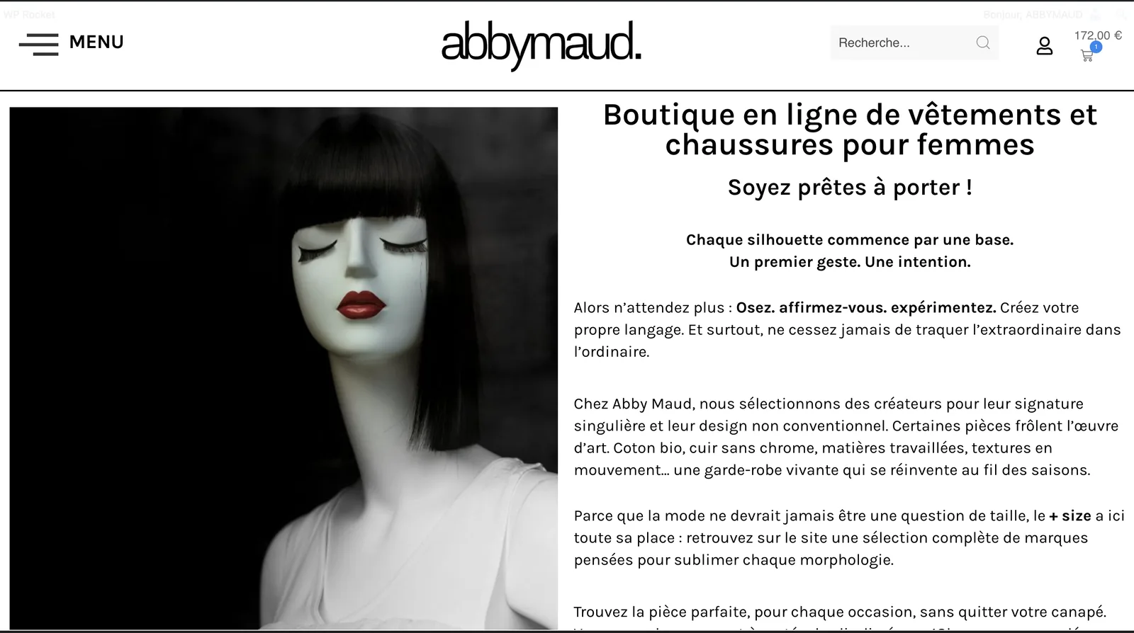 Page d'accueil du site Abby Maud