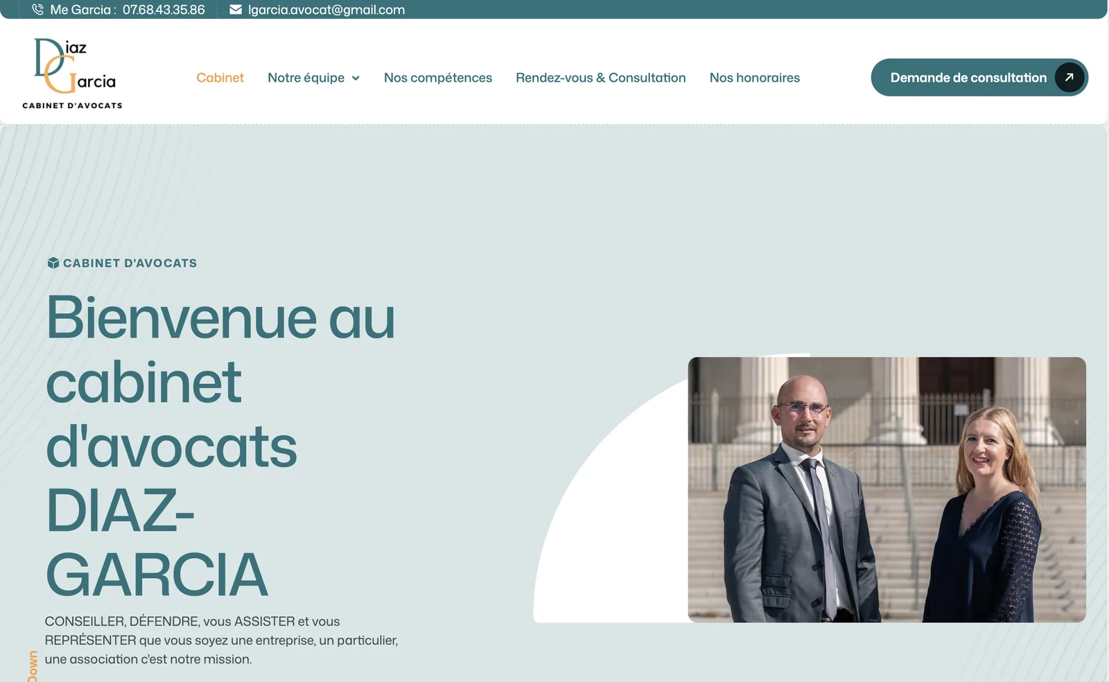 Page d'accueil du site Cabinet Diaz-Garcia