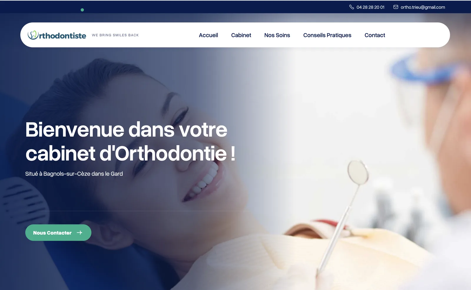 Page d'accueil du site Orthodontiste Trieu